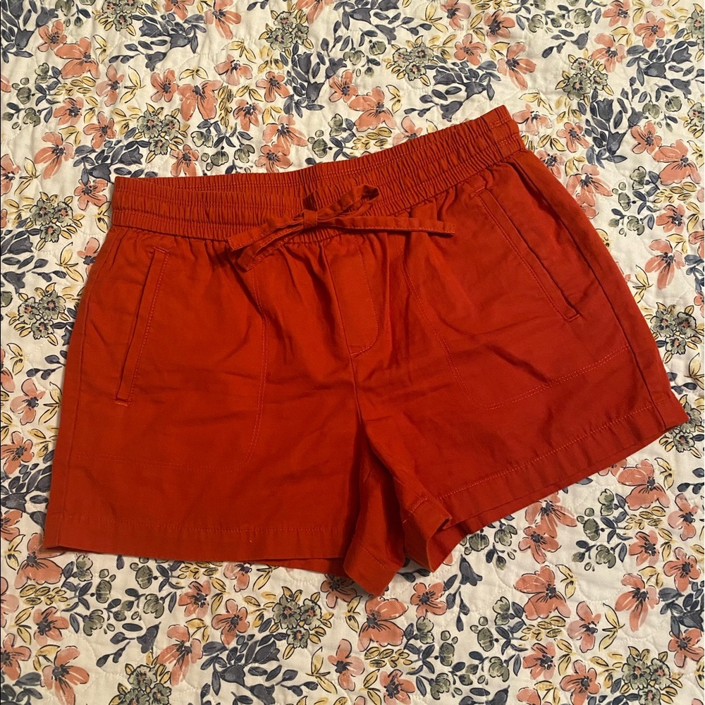 Burnt orange linen shorts from Loft